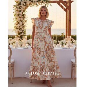 Ephemera Woodstock Tiered Floral Cotton Maxi Dress Medium/Large NWT